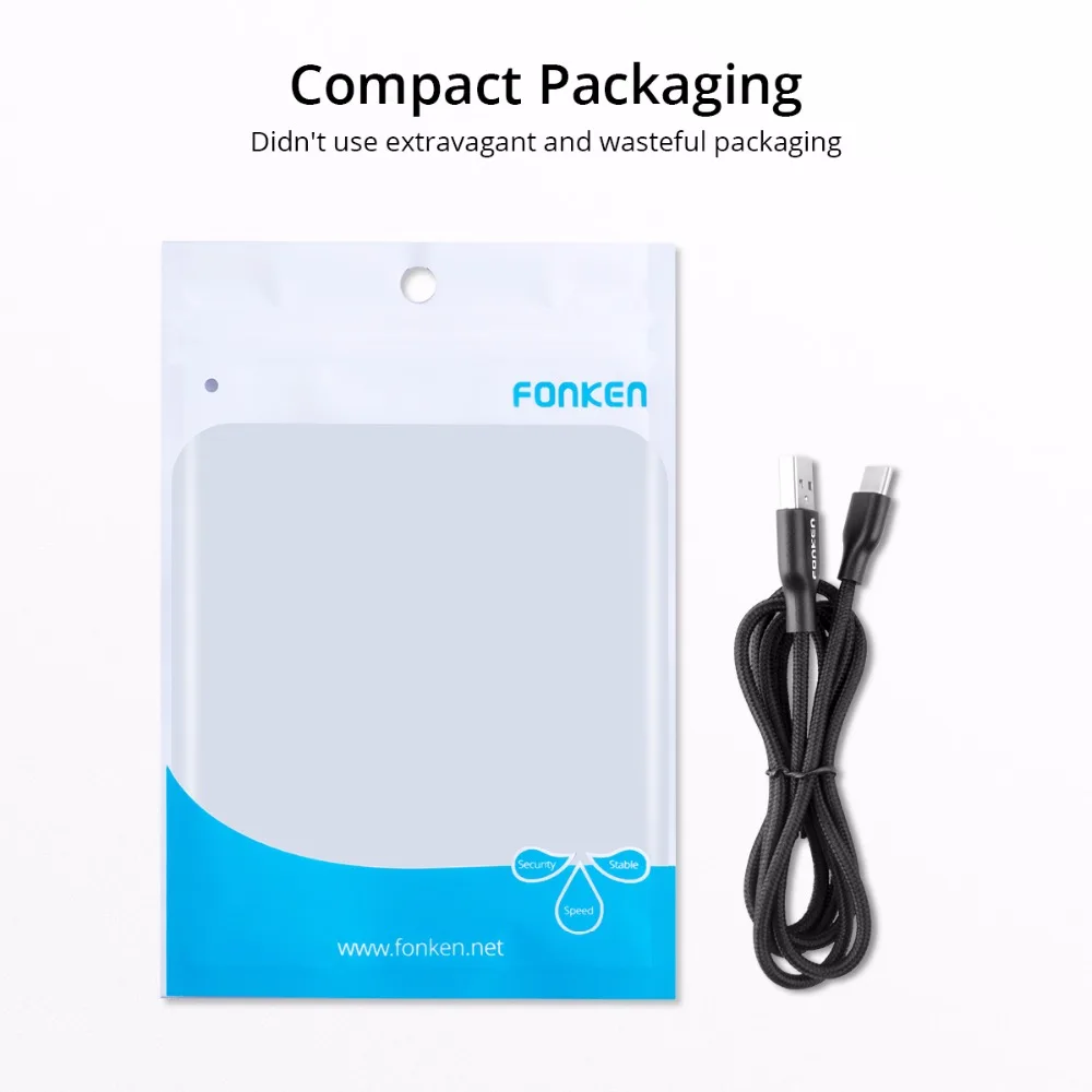 Кабель FONKEN usb type-C с нейлоновой оплеткой USB C кабель для зарядки 1 м быстрое зарядное устройство type-C зарядный шнур Макс. 2,4 А кабели для мобильных телефонов