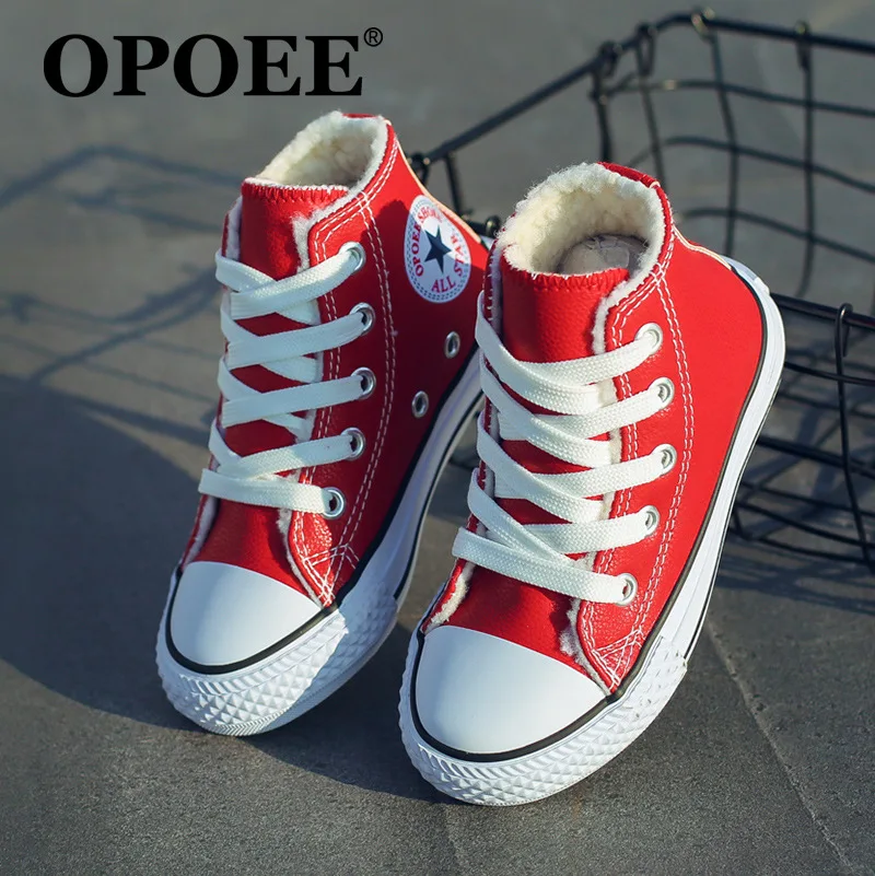 OPOEE/брендовые Детские кроссовки с высоким берцем хлопковая обувь для мальчиков и