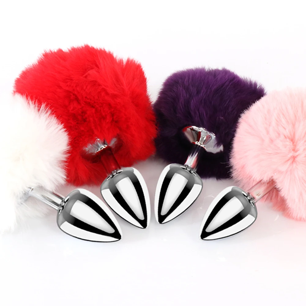 Stainless Steel Butt Plug Anal Sex Toys for Women Plush Rabbit Tail Erotic bdsm Dildo |