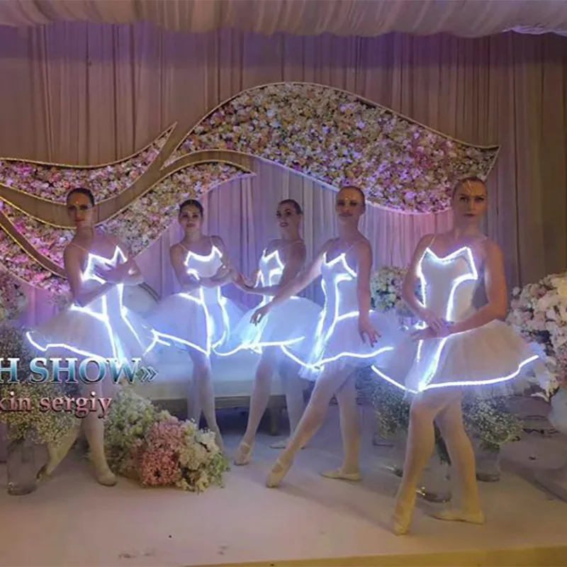 Светящееся балетное платье, Led, светящееся танцевальное платье, для сцены, профессиональная балетная юбка-пачка, одежда для балета, для детей