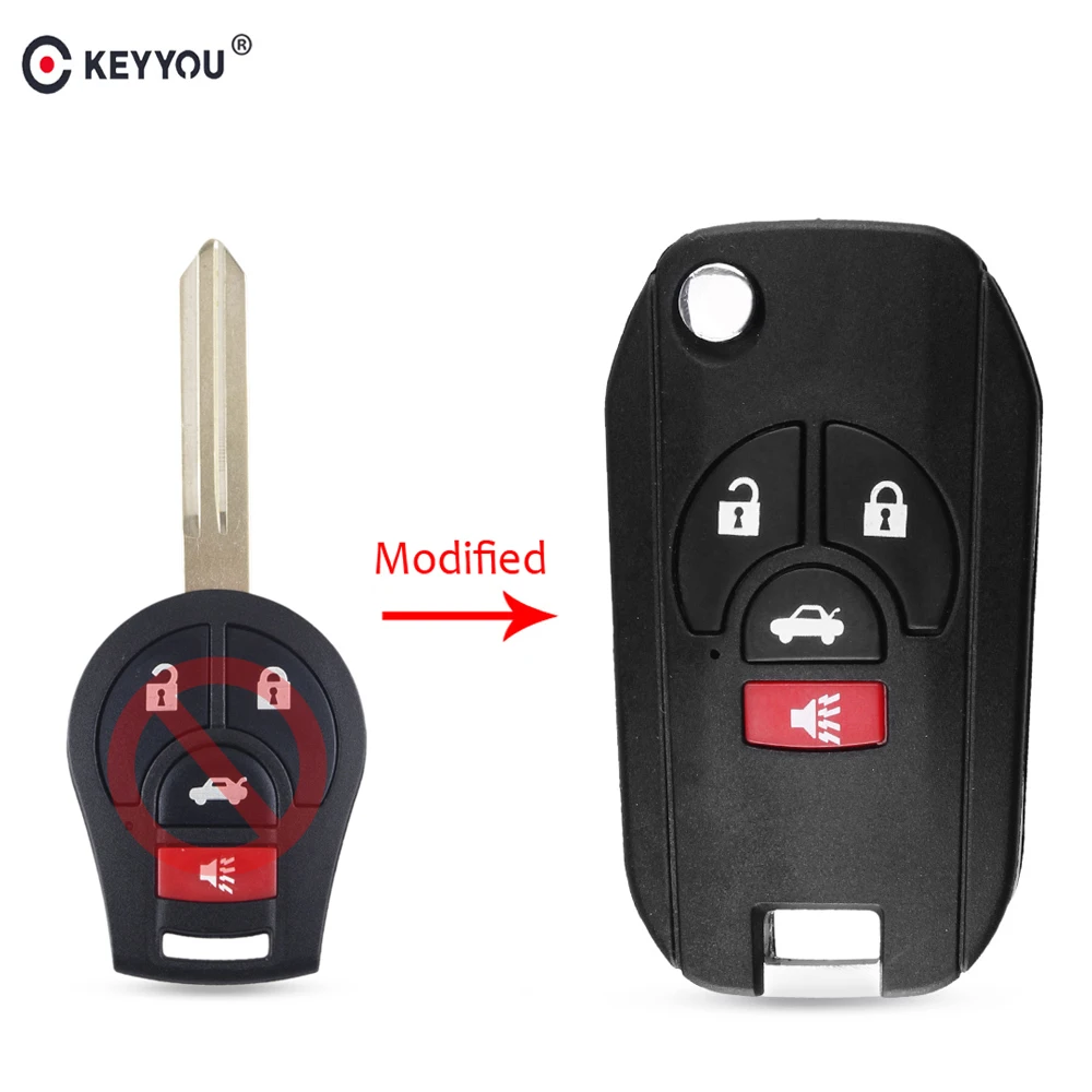 Чехол для автомобильного ключа пульта KEYYOU с 4 кнопками Nissan Versa 2012 2013 2014 2015 Rogue 2008