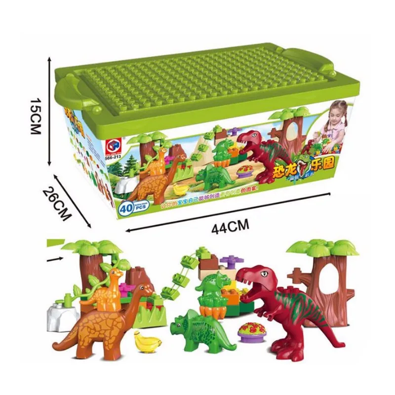 

40Pcs/Lot Dino Valley Building Blocks Sets Large particles Animal dinosaur World Model toys Bricks Duploe No original box