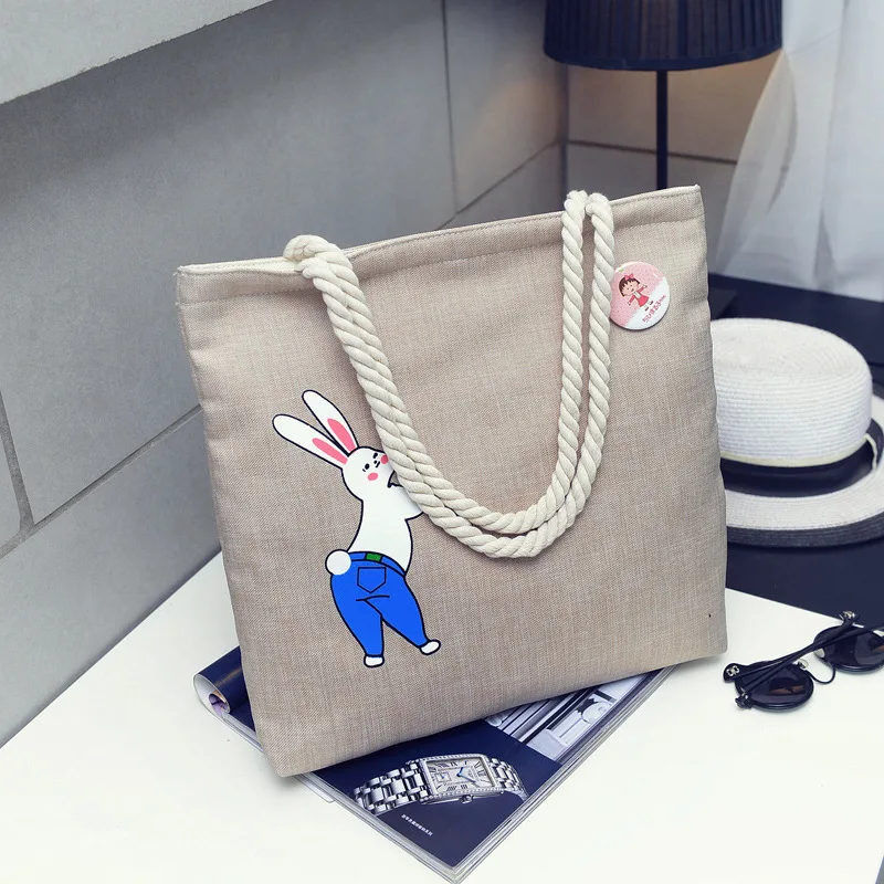 New Arrival Women Canvas Shoulder Bag Casual Animal Cartoon Printed Large Capacity Handbags Tote Fashion Ladies Shopping Bags | Багаж и