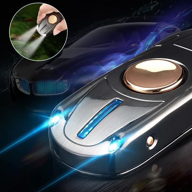 Модель автомобиля гироскоп зарядка через USB Электронная сигарета зажигалка Спиннер ветрозащитный негорящий без газа зажигалки для сигар Подарочные игрушки