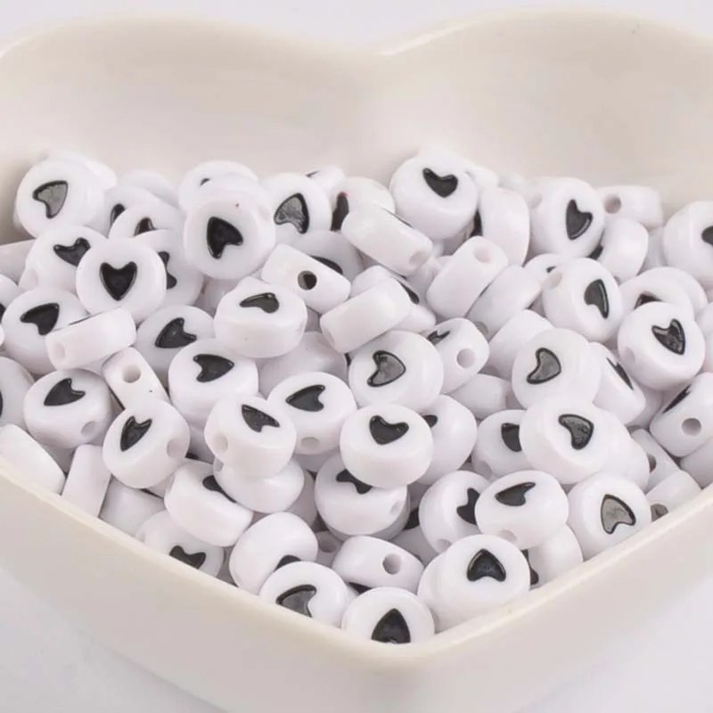 

7X3mm 200PCs black Love Heart Acrylic Flat Round Spacer Beads For Jewelry Making YKL0625X
