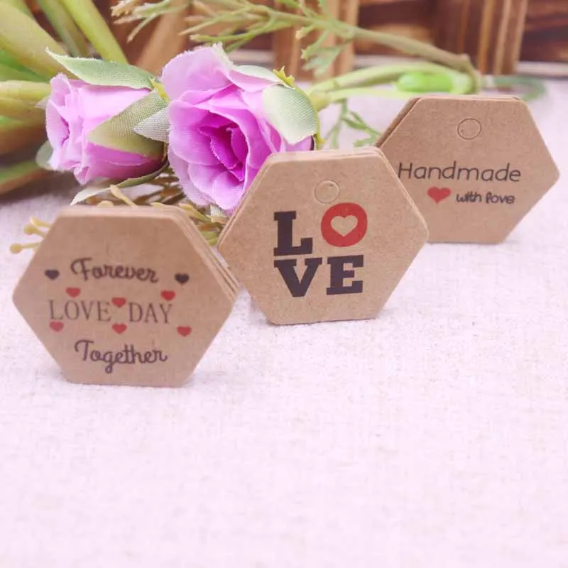 100 шт. белая бумага ручной работы с надписью valentie TAG бирка love фирменный ярлык для