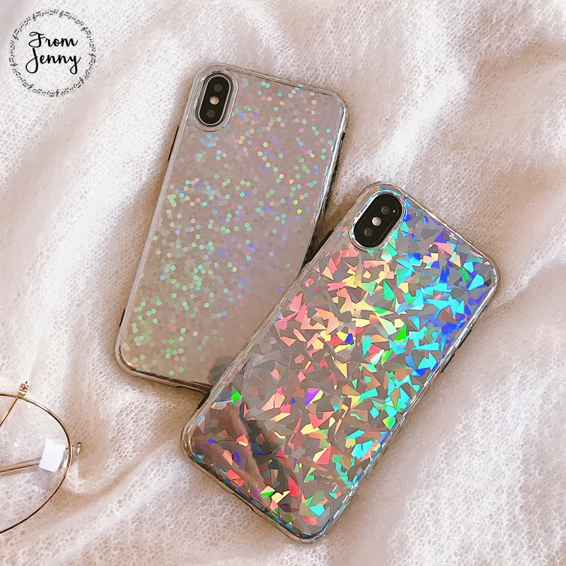 From Jenny Hot Fashion Laser Mobile Phone Case For iPhone X 6 6s 7 8 Plus 8plus 4.7inch 5.5+ Soft TPU Back Cover Shell Fundas |