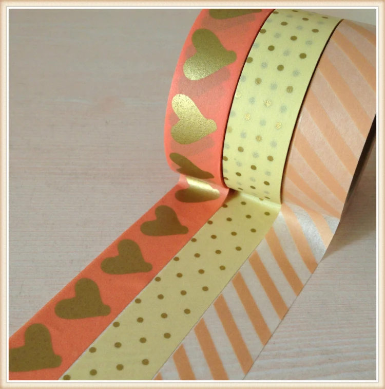 

Высококачественная Золотая Васи-лента 15 мм * 10 м/Золотое сердце и Золотая точечная японская Маскировочная бумажная Васи-лента