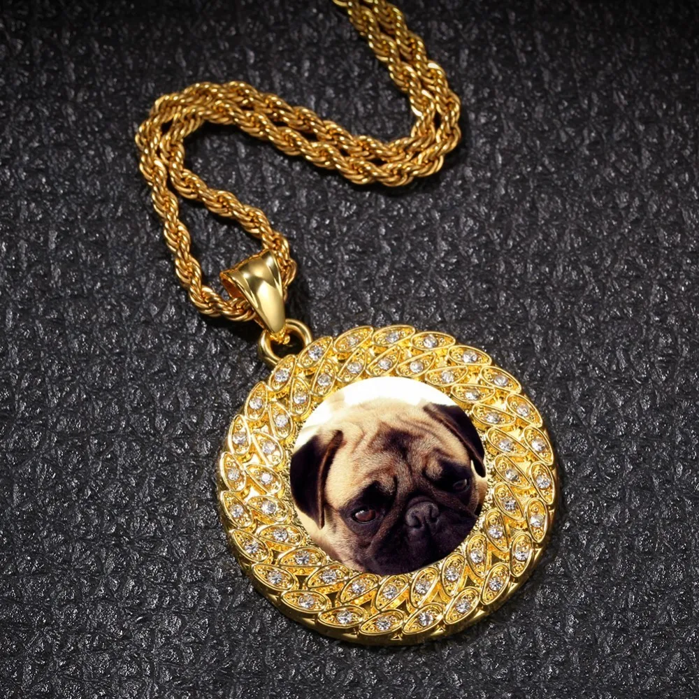 Ожерелье и подвеска Uwin с фото на заказ украшение в стиле хип хоп со стразами