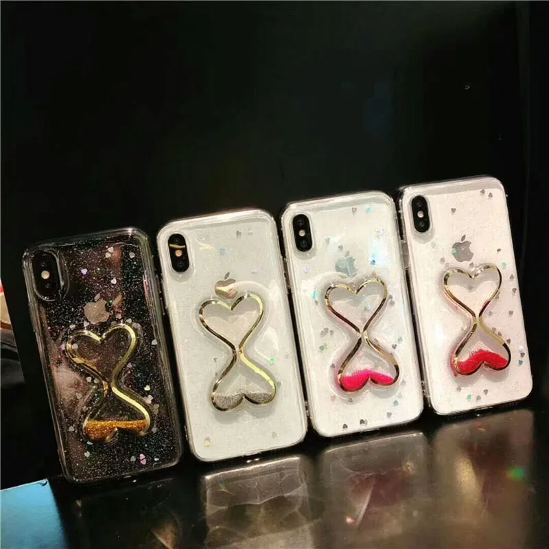 3D динамический сердце жидкость зыбучие пески чехол для телефона iPhone X 10