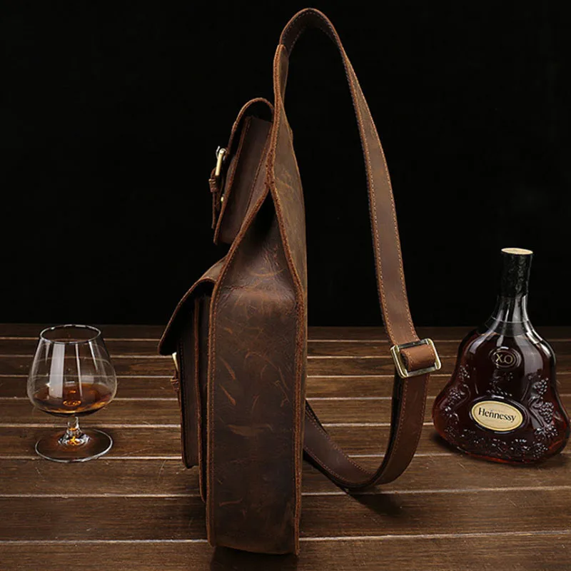 Брендовая мужская повседневная винтажная кожаная сумка мессенджер Crazy Horse для iPad