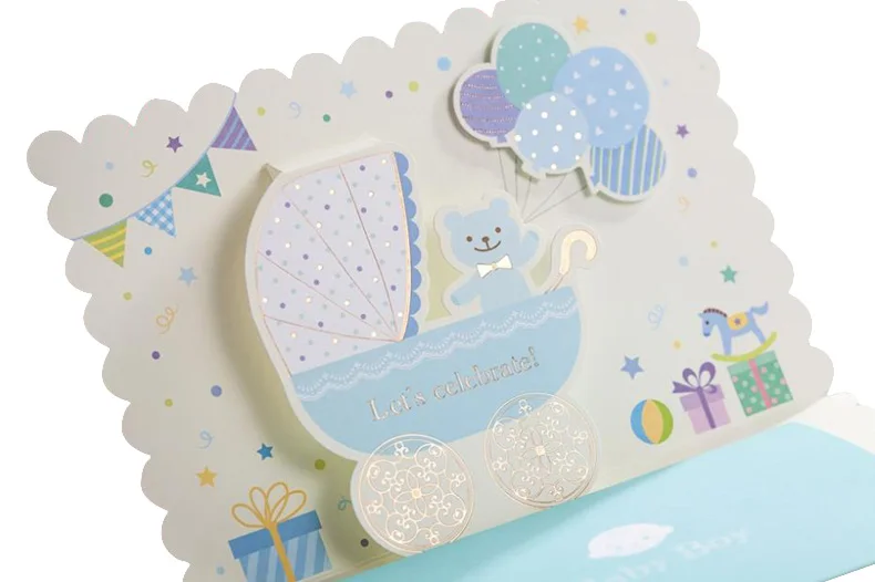 3D всплывающие карты пригласительные открытки для детского душа 50 шт. на первый