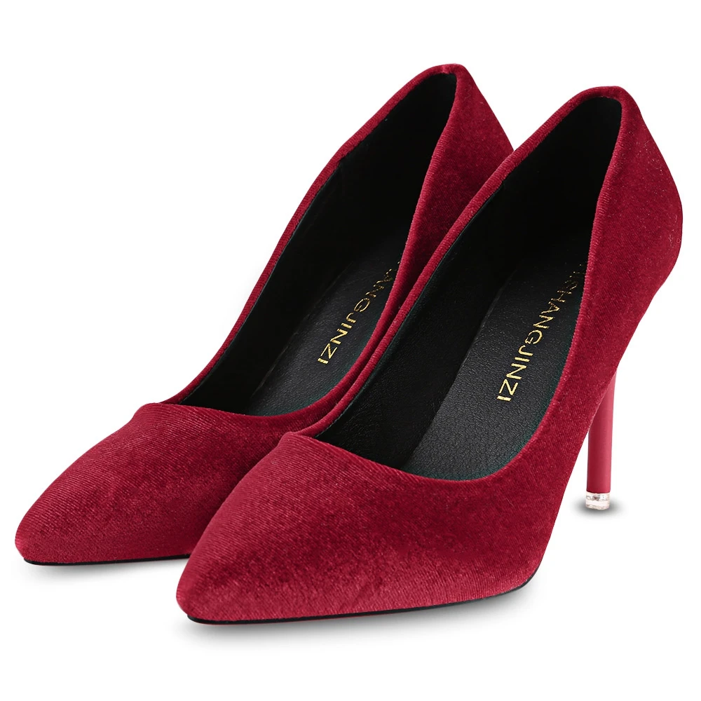 Высокие Каблуки Обуви Женщина 2017 Подлинная Замши Женщины Насосы Тонкий Спайк