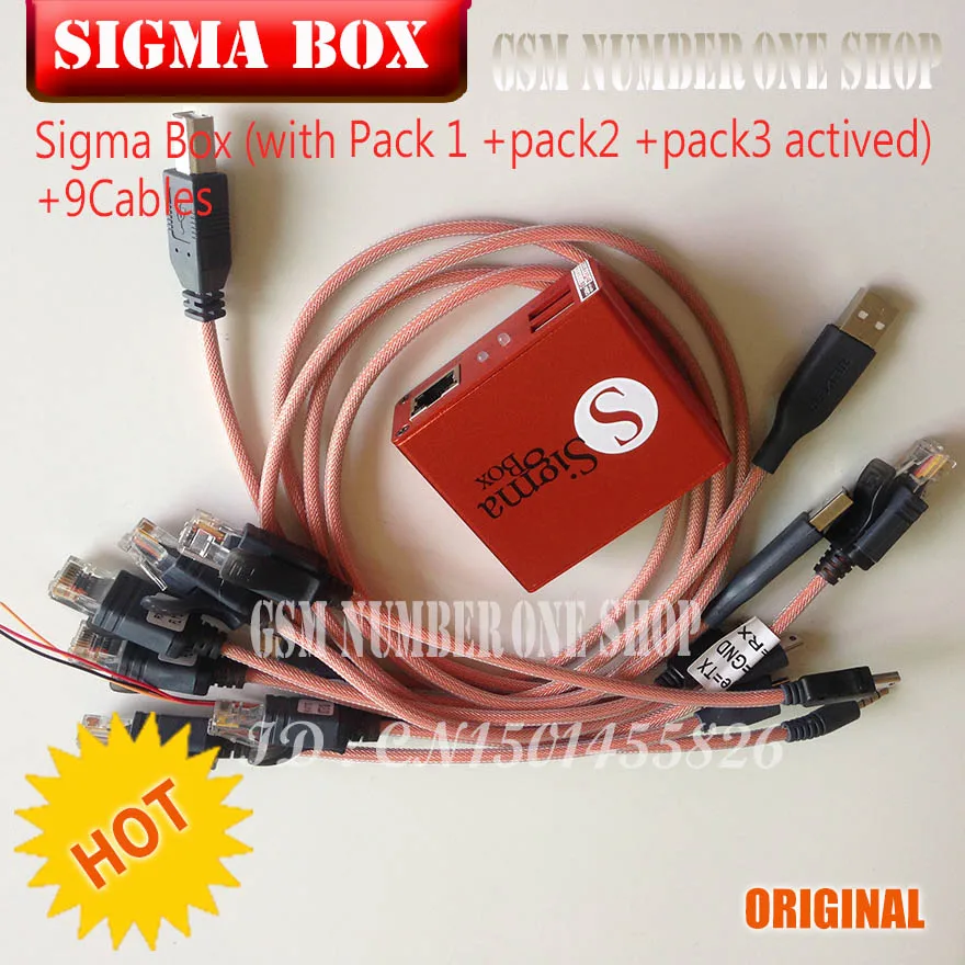 2020 Оригинальная версия Sigma Box с 9 набором кабелей + Pack 1 2 3 активации | Мобильные