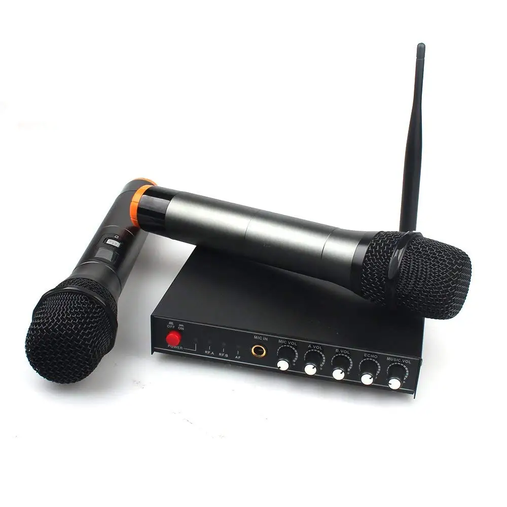 MAONO Беспроводной металла UHF микрофон конденсаторный studio Mic усилитель ЖК-дисплей Дисплей двухканальный портативный караоке смеситель