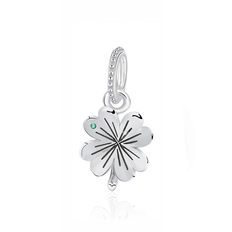 Clover Pendant Оригинальные бусины из стерлингового серебра 925 Подвески с бабочкой и цветком, стеклянные подвески, подходят для браслетов Pandora, ожерелья для женщин, ювелирные изделия DIY - Цвет: Clover Pendant