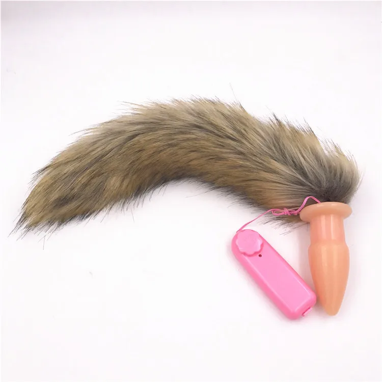 2 шт./лот вибратор и коричневый Пушистый Лисий хвост Анальная пробка