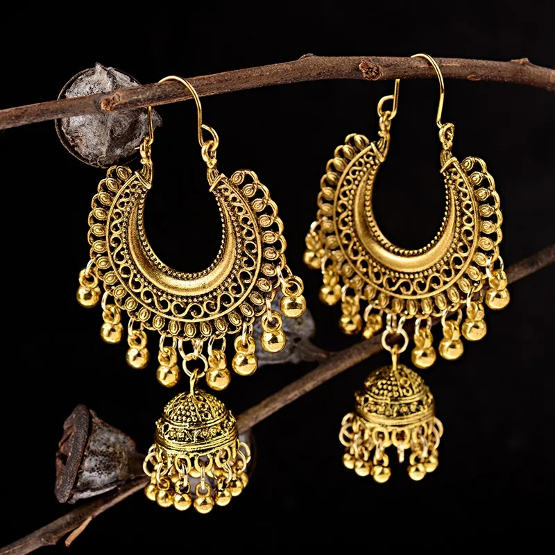 Новинка 2019 Винтажные серьги кисточки в виде колокольчиков Jhumka из Египта для