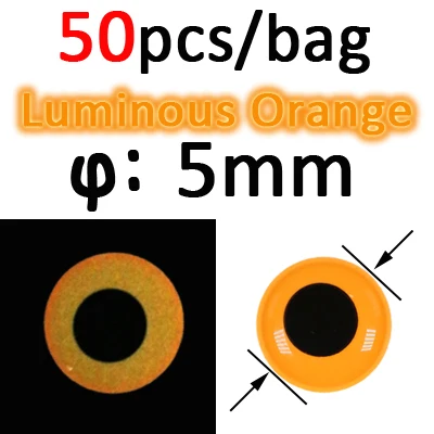 50pcs 5mm Orange ICERIO 50 шт. светящиеся 3D эпоксидные рыбные глаза для завязывания мух стример приманка джиг приманка изготовление материала - Цвет: 50pcs 5mm Orange