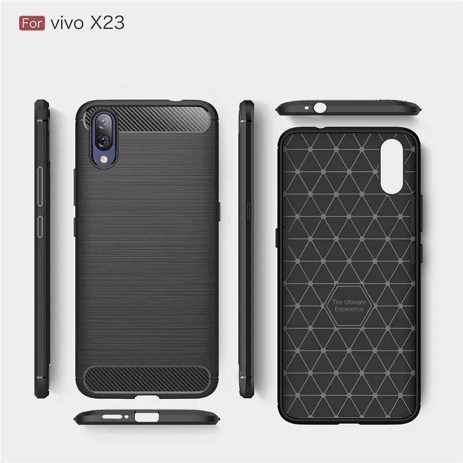 TRISEOLY Luxury Carbon Fiber Case For Vivo X23 Brushed TPU Rubber Silicone Back Cover X 23 Protective Coques Fundas | Мобильные