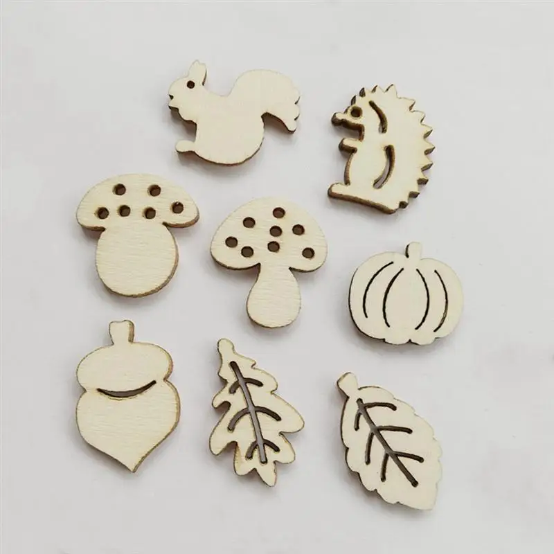 100 шт. креативные милые деревянные кусочки грибов диски Висячие орнаменты