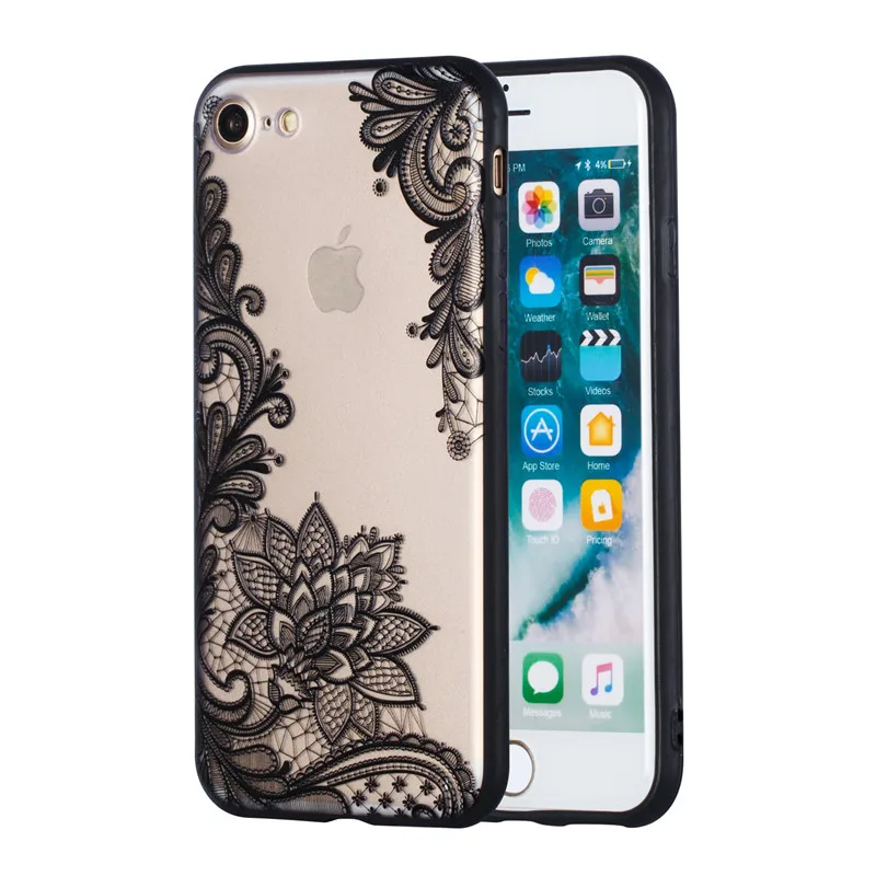 Модный розовый сексуальный цветочный чехол для iPhone 6, 6 S, 5, 5s, SE, 6 PLus, задняя крышка с цветком, PC+ TPU, чехол для iPhone на X 8, 7