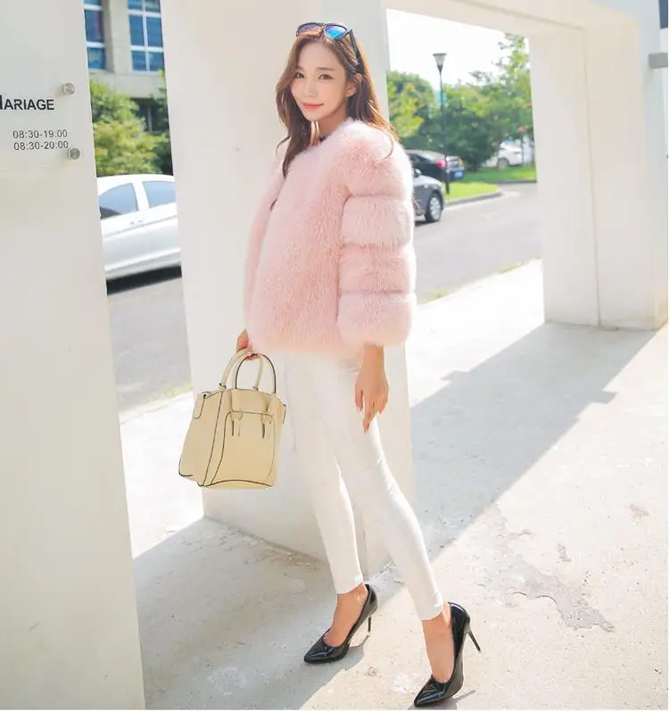 Модное пальто из искусственного меха Женская пушистая теплая верхняя одежда с