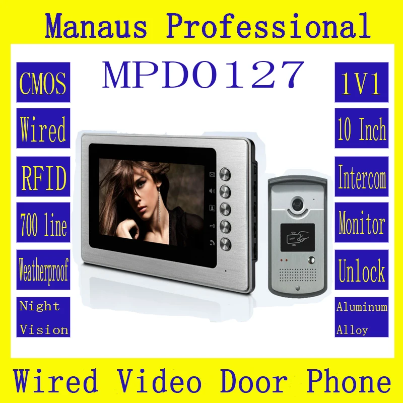 

D127b High Quality Wired Magnetic Lock One to One Video doorphone,1V1 Smarthome 10 inch Screen Display RFID Video Intercom Phone