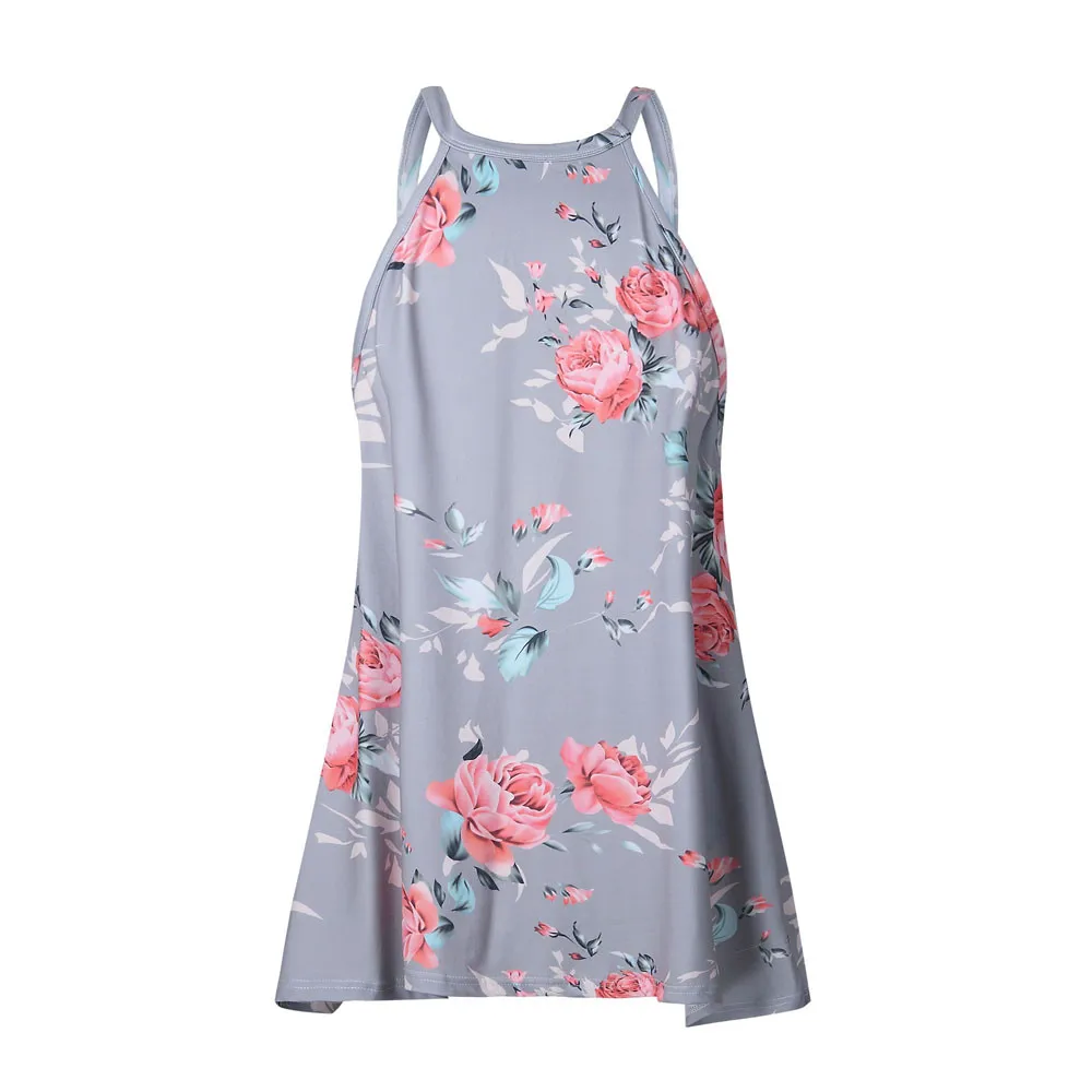 Женские Цветочные майки с бретельками на шее Повседневная Блузка футболка