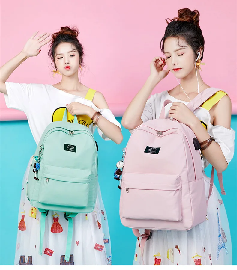 WINNER новый рюкзак для девочек с защитой от кражи usb зарядкой Одноцветный подвеской