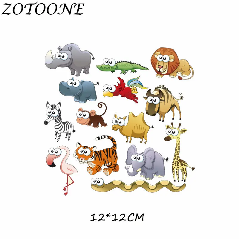 ZOTOONE DIY нашивки с теплопередачей для аппликация на одежду Детская одежда украшения милый мультфильм животных сочетание железа на нашивках - Цвет: 507