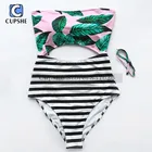 CUPSHE Женский Цельный купальник с принтом листьев и полосок, летний сексуальный купальник 2020, женский пляжный купальник, монокини