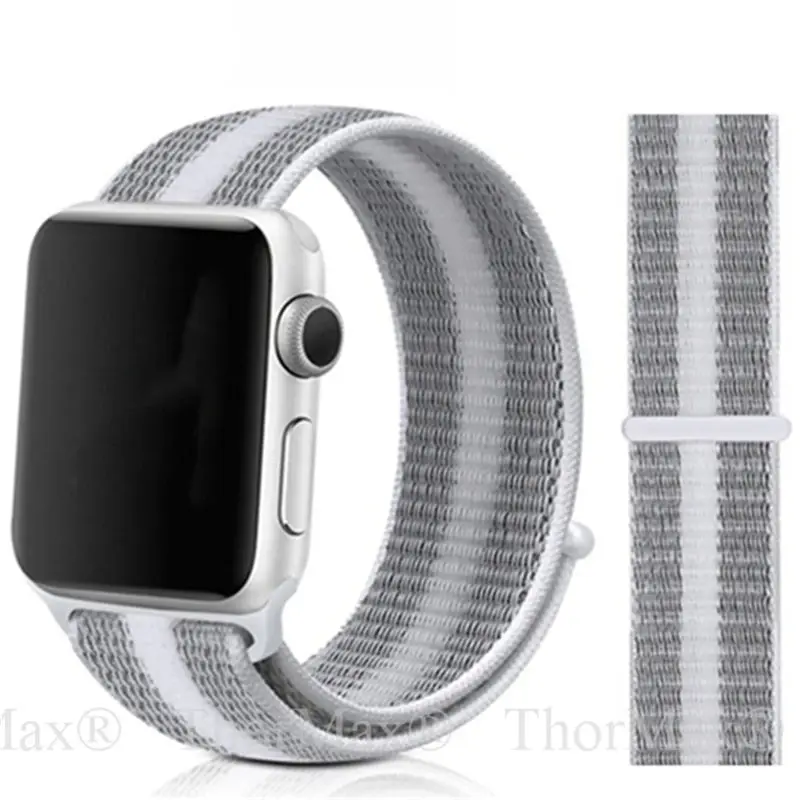 18-White Stripe Для наручных часов Apple Watch, версии мягкий нейлон 40 мм 44 мм для наручных часов iWatch, сменный ремешок спортивный петля для наручных часов Apple Watch 4 серии 3/2/1 38 мм 42 мм ремешок - Цвет ремешка: 18-White Stripe