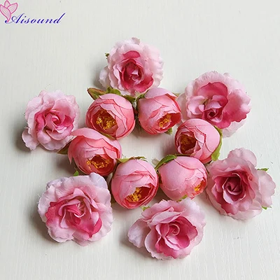 Pink B 14 шт. искусственные шелковые розы цветы головы искусственная Камелия как DIY ремесло поставки венок свадебное украшение Флорес искусственное - Цвет: Pink B