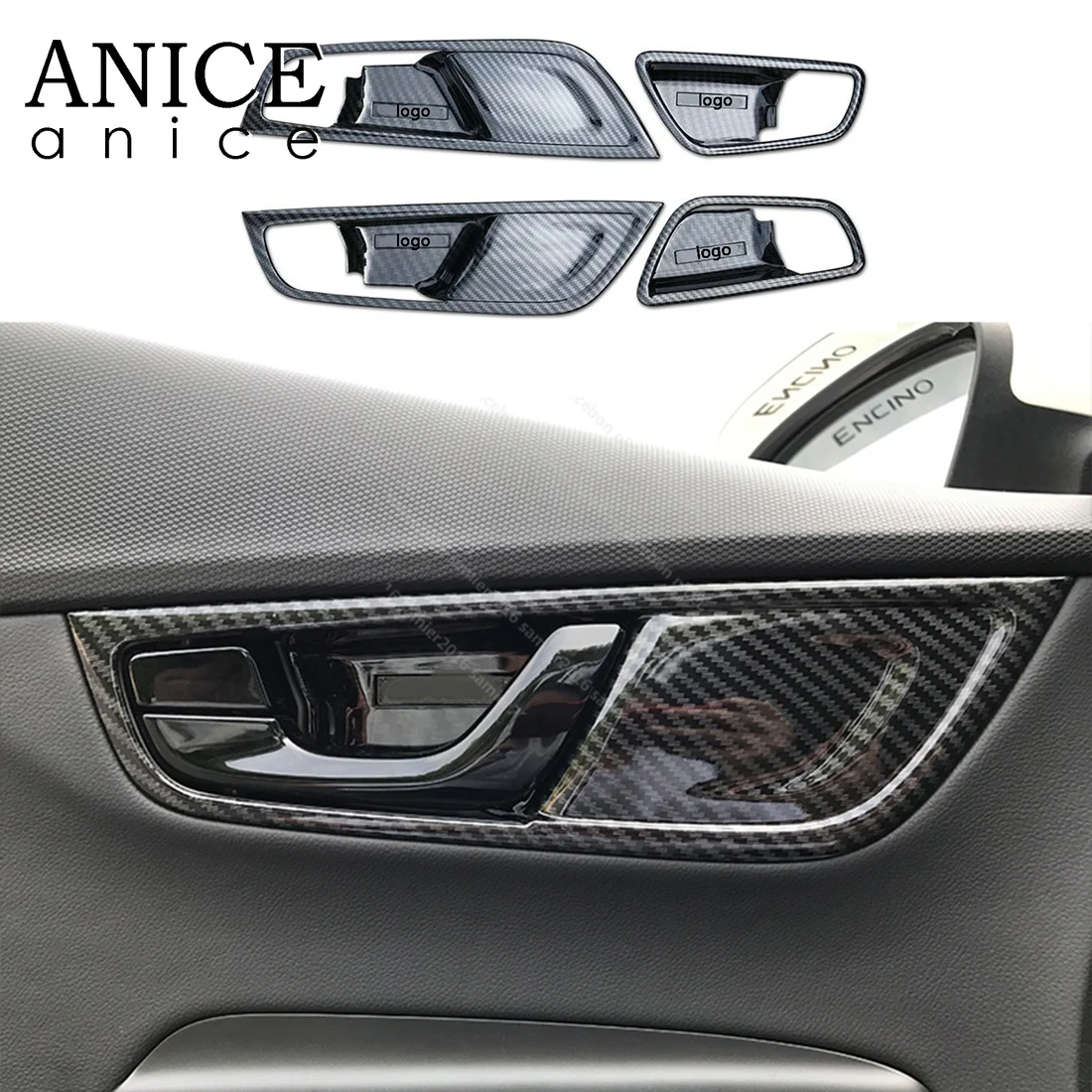 

Carbon fiber color Inner Door Handle bowl Panel cover For Hyundai ENCINO Kona 2018-2019
