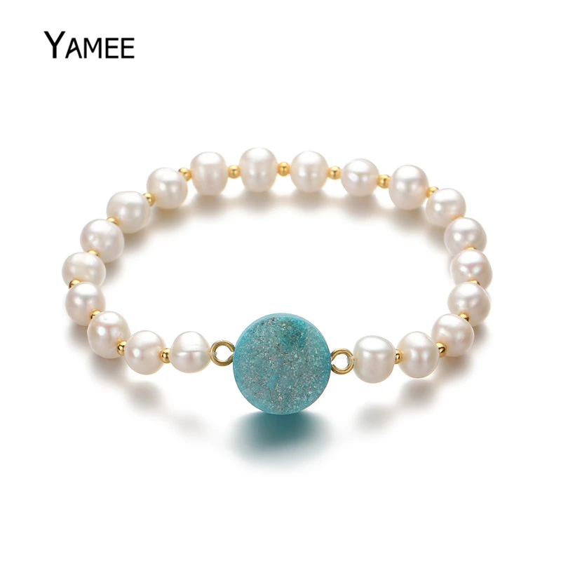 Уникальные круглые браслеты из натурального пресноводного белого жемчуга