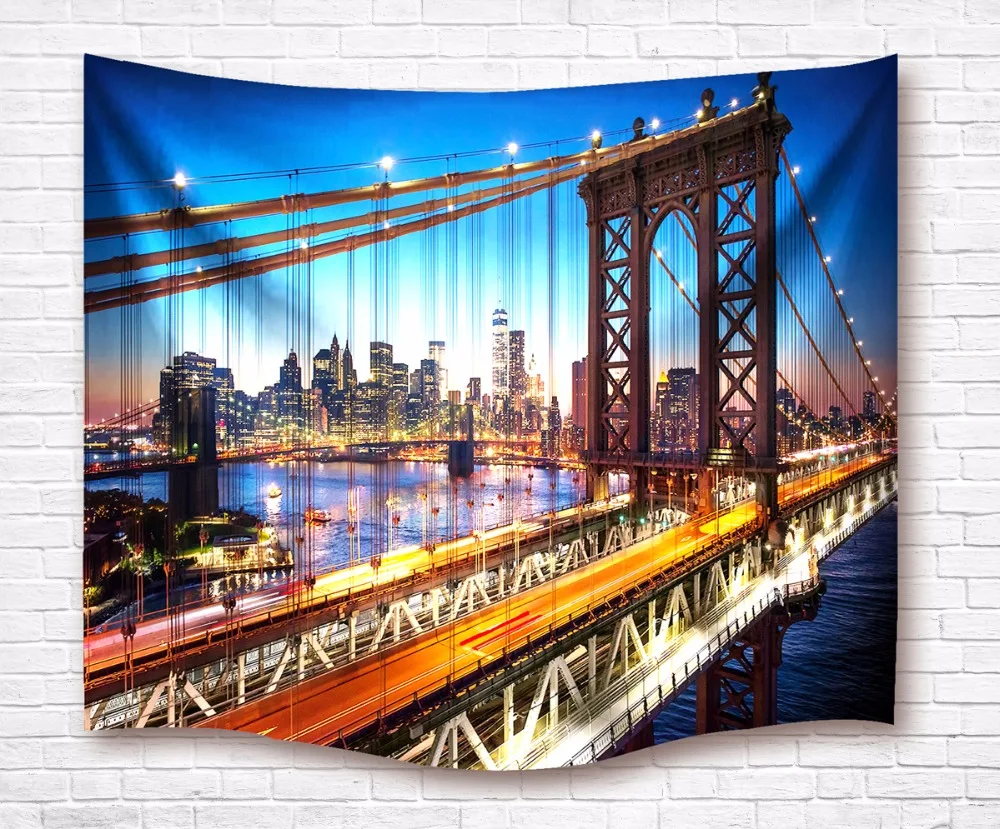 Бруклин мост Висячие стены гобелен из полиэстера песчаное пляжное полотенце