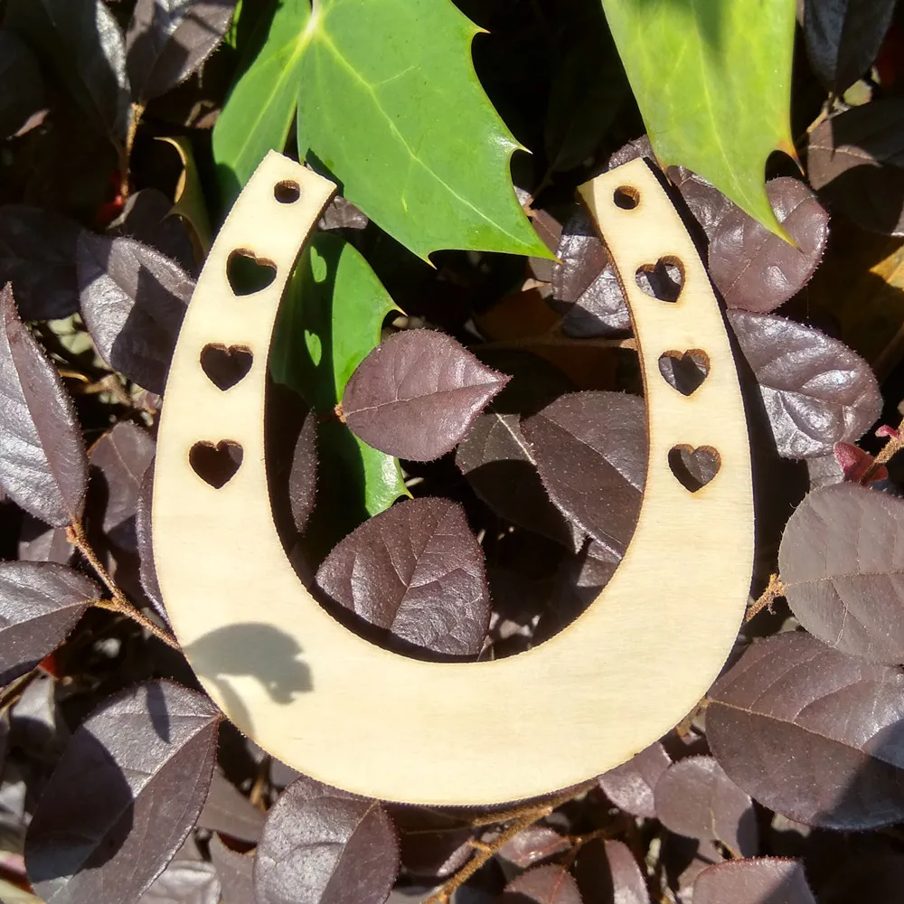 

10pcs Diy Wooden Large Unpainted Laser Cut New Horseshoes With Heart Cutout Perfect For Wedding Crafting Wood Decoration Craft