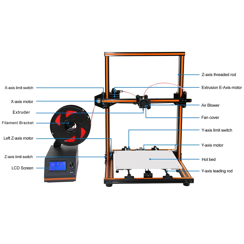 Анет E12 легко собрать Impresora 3d принтер DIY комплект Полный алюминиевый импримант 3D Большой размер i3 с 10 м нити