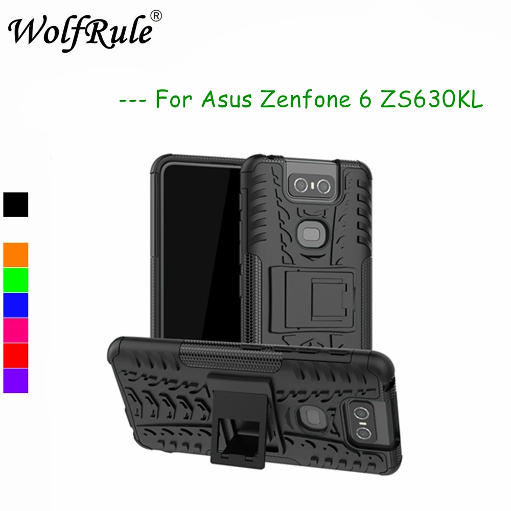 Чехол для Asus Zenfone 6 ZS630KL двухслойный защитный силиконовый чехол 2019 подставка