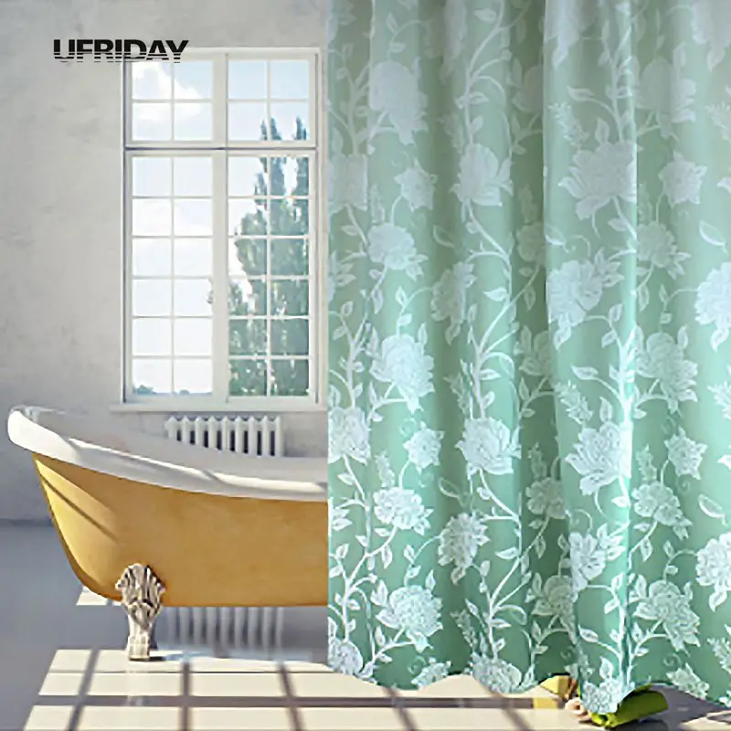 Водонепроницаемая занавеска для душа из полиэстера 12 крючков | Дом и сад