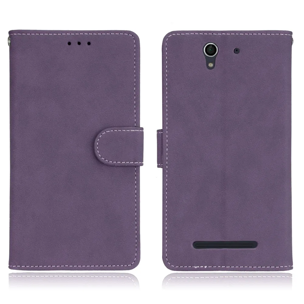 Purple Чехол для sony Xperia C3, кожаный чехол-бумажник для sony Xperia C3 D2533 Dual D2502 S55T, откидной чехол с магнитной подставкой, чехол для телефона - Цвет: Purple