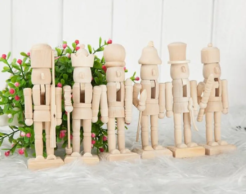 

12cm Partially Prepared Products Nutcracker Character Christmas Wooden Soldier DIY gift 3pcs/set