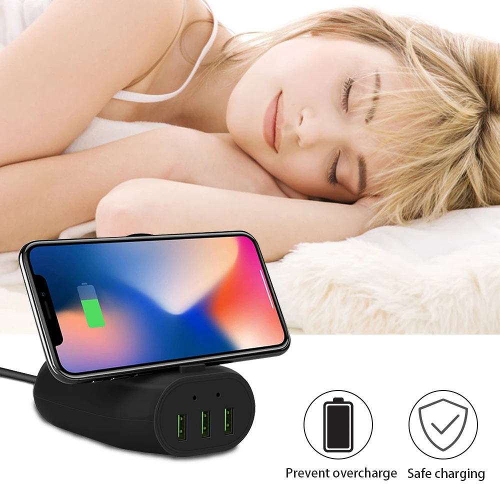 Ascromy 3 USB быстрое QI Беспроводное зарядное устройство Подставка для Apple iPhone X 8 Plus samsung Galaxy S9 S8 Note 8 9 Индукционная зарядная подставка 10 Вт