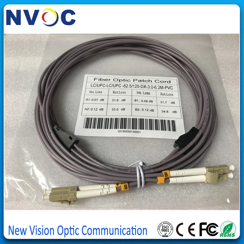 10 шт./лот дуплекс 62 5/125 DX 3 0 мм 6 метров ПВХ LC/UPC Бронированный Оптоволоконный