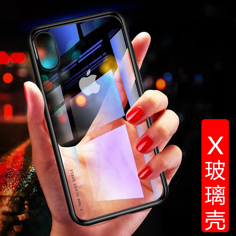 Роскошный Ультратонкий глянцевый чехол для iphone X задняя крышка из закаленного