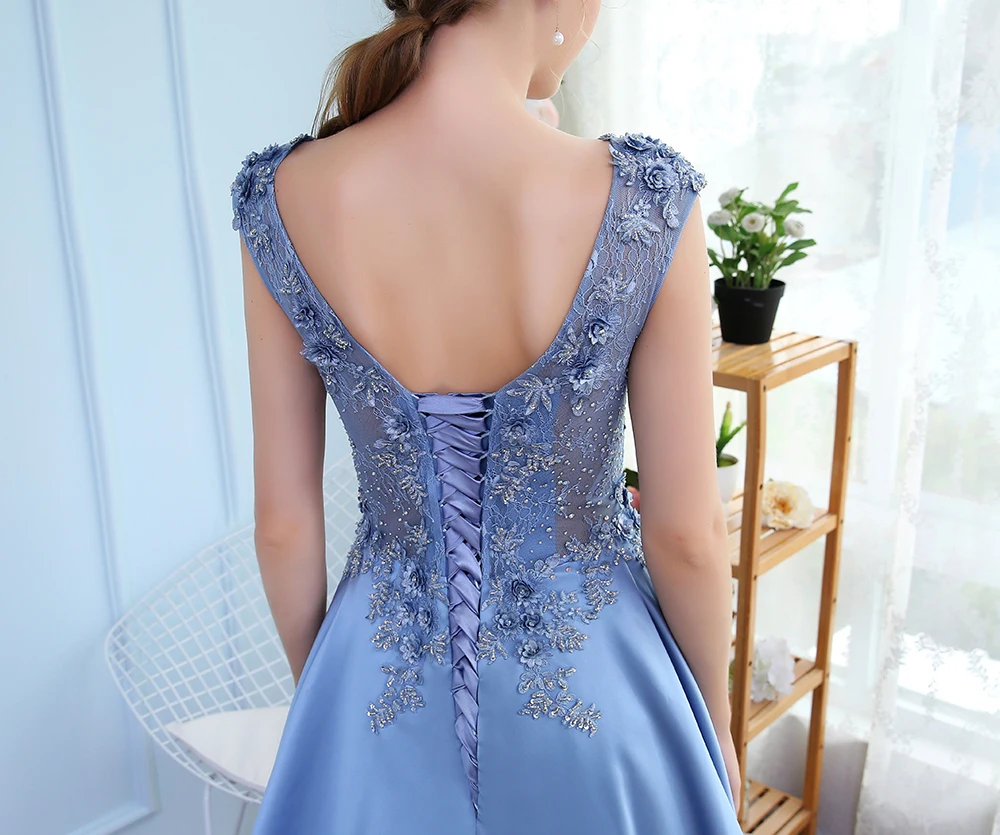 Женское атласное вечернее платье SSYFashion, роскошное длинное бальное платье без рукавов, с цветочным кружевом и бисером, банкетное платье для свадебных торжеств и выпускных вечеринок