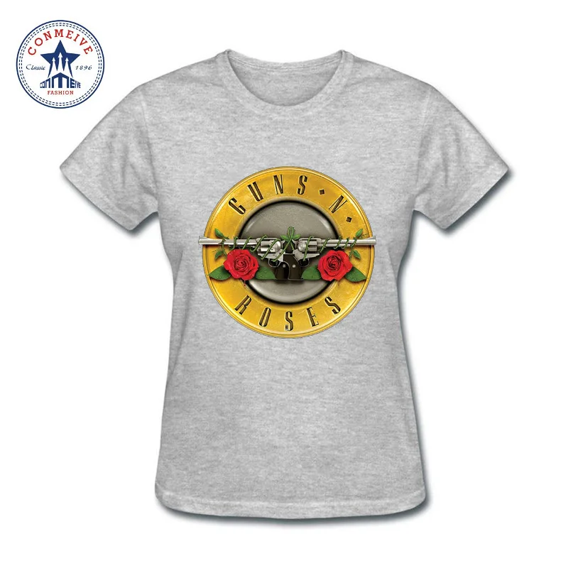 Различные Цвета хлопковая оружие и розы забавная футболка Женские|t shirt women|funny t