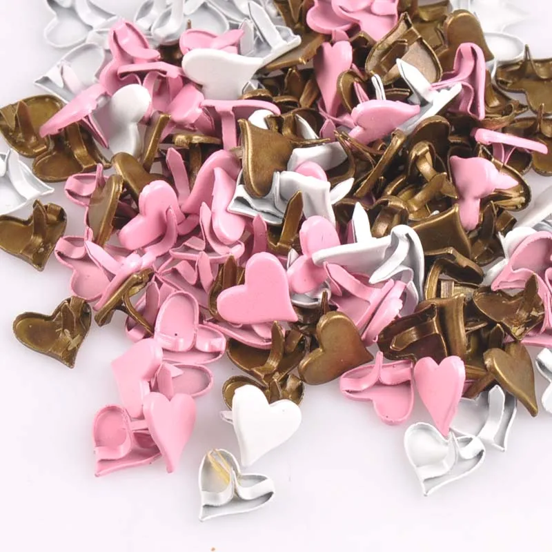 50 шт 11x8 мм в диаметре, различные Lovely Heart ожерелье с штифтики для скрапбукинга, украшение крепежа брадсы Изделия из металла для обуви украшения CP1926 - Цвет: mix