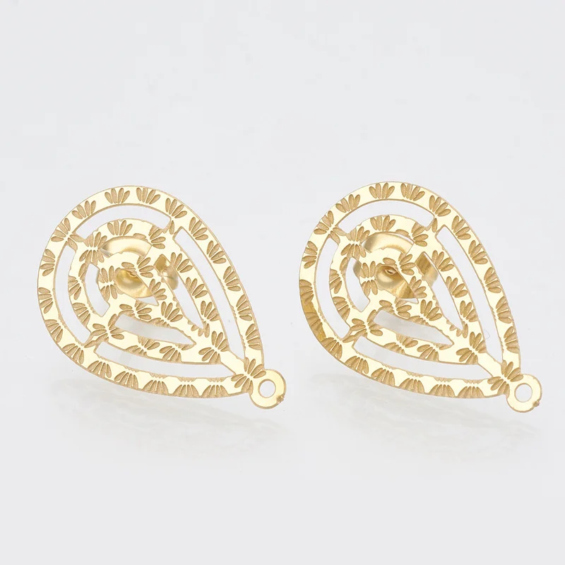 10 шт./лот золотые серьги из нержавеющей стали с капающими цветами геометрические